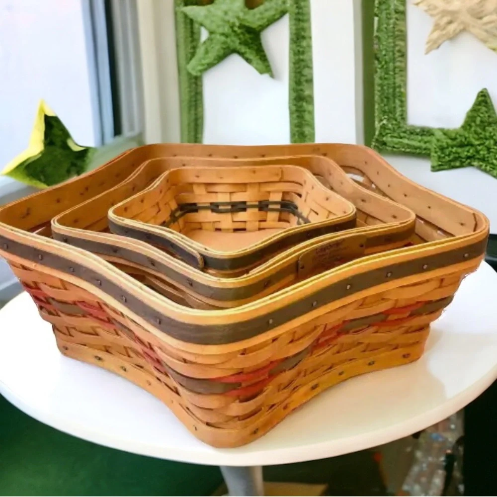 Longaberger Baskets Christmas 2001 Shining Star Collection Nesting Lot of 3